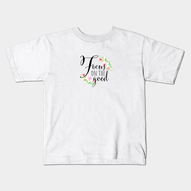 Watercolor floral handlettered Christian Graphic Kids T-Shirt by Harpleydesign